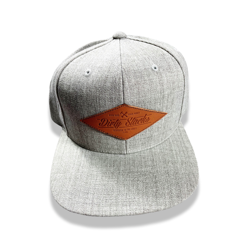 Dirty Stacks Leather Patch SnapBack Heather Grey