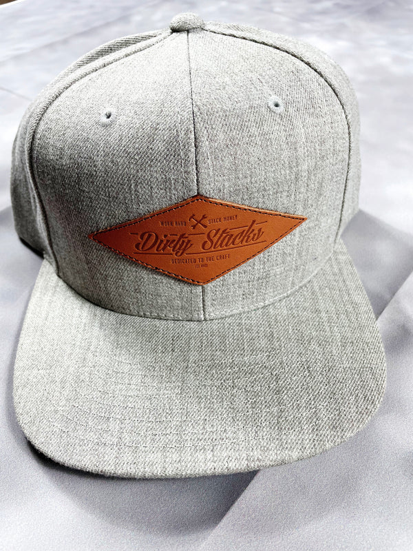 Dirty Stacks Leather Patch SnapBack Heather Grey