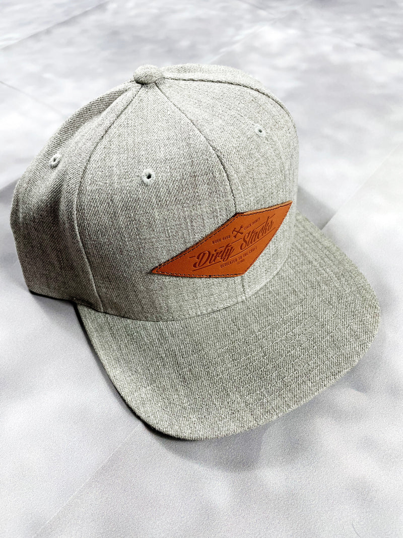 Dirty Stacks Leather Patch SnapBack Heather Grey