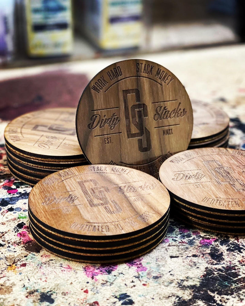 Dirty Stacks Walnut/Corkwood Drink Coasters